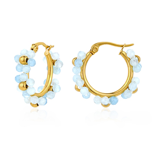Pendientes de Aro Chapados en Oro con Cuentas de Cristal Azul Claro, Estilo Romántico, para Uso Diario de Mujeres - Product Image 3