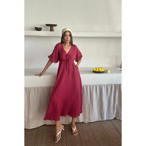 Vestido Formal con Cuello en V y Detalles de Volantes, Borlas y Plumas, Color Rosa, Tallas XS-XL, para Club, Vacaciones, Primavera, Otoño e Invierno - Product Image 3