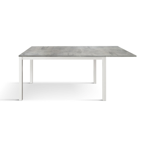 Extendable Dining <b>Table</b> Concrete Gray Melamine <b>Top</b> White Metal Base 160x90 Internal Use - Product Image 2