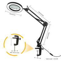 Pince-sur bras oscillant Dimmable éclairé loupe de bureau Led lampe de Table lecture beauté ongles col de cygne lampe de table