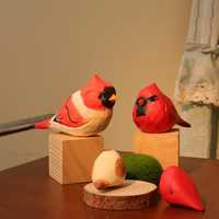 Animaux en bois sculpté décor d'oiseau sculpté Figurines d'oiseaux peints à la main petit oiseau décor à la maison