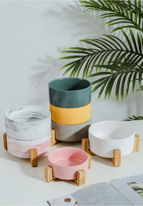 Atacado Eco-Friendly Natural Bambu Madeira Suporte para <span class=keywords><strong>Pet</strong></span> Bowls Alimentadores Custom Logo Design Cerâmica <span class=keywords><strong>Dog</strong></span> <span class=keywords><strong>Bowl</strong></span> Plate <span class=keywords><strong>Pet</strong></span> Supplies - Product Image 3