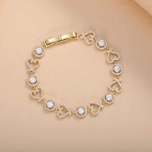 Heart Shape Zircon <b>Bracelet</b> <b>Copper</b> Alloy Micro Paved European Style Fashion Jewelry Gift - Product Image 3