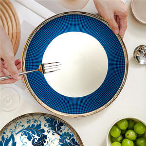 Vente en gros Service d'assiettes de présentation fines Plumes bleues Oiseaux Assiette en porcelaine Céramique fine Ensembles de vaisselle - Product Image 5