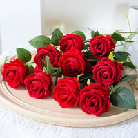 Rose artificielle noire en soie à tige unique avec bâton pour bouquets de bricolage mariages artisanat décorations de fête