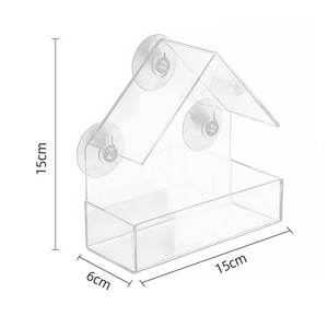 Vente en gros de nichoir à toit triangulaire de haute qualité pour oiseaux sauvages Mangeoire à oiseaux en acrylique transparent avec ventouses solides - Product Image 2