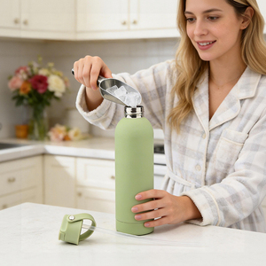 Bouteille d'eau isotherme anti-transpiration de 750 ml (25 oz) avec couvercle à paille anti-poussière et revêtement en caoutchouc pour le camping en extérieur - Product Image 5