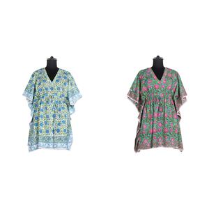 Vêtements en gros pour femmes robe caftan courte de haute qualité vêtements pour femmes robe caftan courte belle robe de dame meilleure robe imprimée bloc à la main - Product Image 1