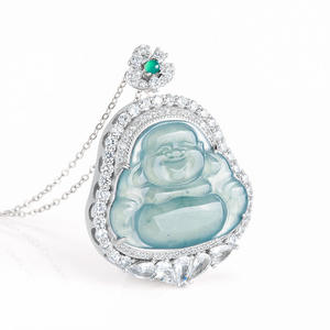 หยกธรรมชาติพระพุทธรูปหยกจี้เงิน S925 เครื่องประดับสตรีการออกแบบดั้งเดิมสไตล์จีนของขวัญของใบรับรองการประเมิน D251 - Product Image 2