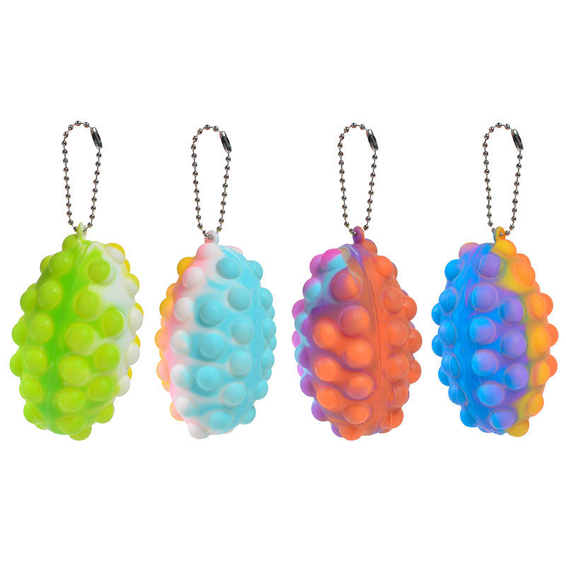 3d Fidget Popper Squeeze Keychain Newest Simple Anxiety Relief Stress Reliever Push Pop Rugby Ball