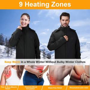 Veste chauffante rechargeable par USB, vestes chauffantes d'hiver pour hommes et femmes, vêtements chauds, manteau chauffant à capuche - Product Image 2