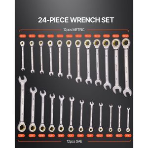 Juego de Llaves Combinadas de Trinquete KAODEE de 24 Piezas, Métricas, con Organizador de Acero, Kit para el Hogar, Modelo D0100X3BGL6 - Product Image 4