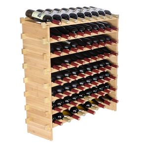 Estantes de almacenamiento de botellas de vino de madera apilables verticales, estantes de vino de bambú de suelo independiente moderno para el hogar - Product Image 2