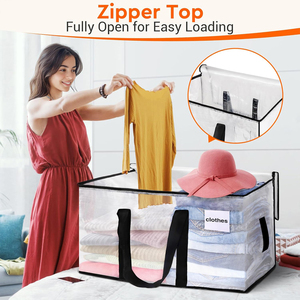 Sacs de déménagement en PP tissé réutilisables en gros, avec poignée transparente pratique, renforcés, pour l'organisation de vêtements à domicile, sacs de rangement robustes - Product Image 3