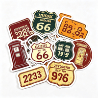 Autocollants vintage Haoxuan pour station-service, en PVC blanc, graphiques rétro de pompes et panneaux routiers, mat, imperméables, découpés à la forme