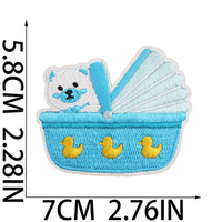 Nouveau populaire bleu mignon garçon dessin animé petit ours canard broderie fer sur patchs pour enfants vêtements
