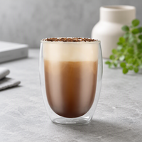 Ensemble de 6 verres à double paroi JY, 350 ml, tasses à latte, résistantes au micro-ondes, pour boissons froides, soufflées à la bouche