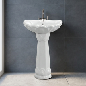 Antique Style Basin with Pedestal Ceramic Hand Wash Basin White Rustic Color Vitrosa Lavabo Designer Modern Sink Stand Set - Product Image 3