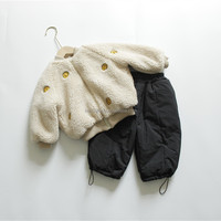 Manteau chaud pour enfants en velours d'agneau à fermeture éclair, doublé de coton épais, visage souriant, pour garçons et filles, hiver D254