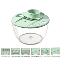 Multifunctionele keukensaladecentrifuge groentesnijder 3L handmatige plastic fruit- en groentevergiet sla-wasser droger roestvrij staal
