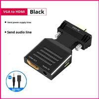 Adaptor VGA ke HDTV Baru dengan Kabel Audio & Daya, Konverter untuk PC Laptop Monitor ke Proyektor TV HD 100% Kompatibel OEM
