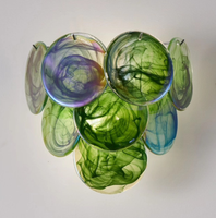 Lustre suspendu de luxe artisanal en verre LED tricolore avec corps blanc pour salon/salle à manger/chambre