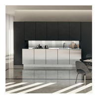 Ensemble d'armoires de cuisine en bois laqué gris pierre brillant entièrement personnalisé et professionnel