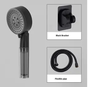 2024 3 Modes Modern Design Powerful New Black Rain Handheld Water Saving High Pressure Shower Head Set With Filter