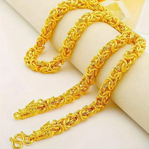 18Kゴールド充填ドラゴンヘッドチョーカー23.6インチ重い厚さツイスト分厚いリンクチェーン流行のヒップホップネックレス男性用素晴らしいギフト - Product Image 4