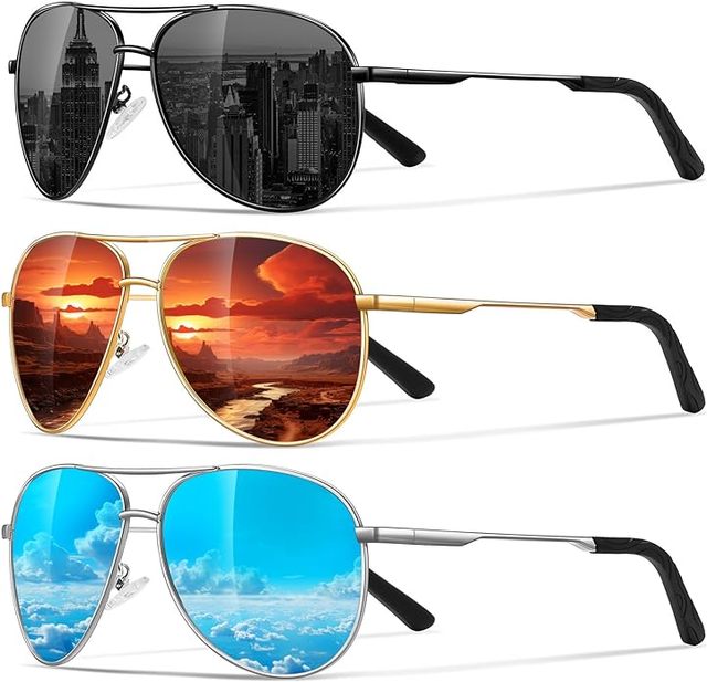 3 Sets of Equipment Unisex Polarized Sport Sunglasses with UV400 Protection Lightweight  Frame Shades for Mendriving Sunglasses