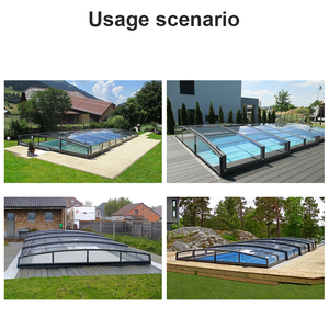Couverture de <span class=keywords><strong>piscine</strong></span> en aluminium rétractable, enceinte étanche, solution d'ombrage extérieure coulissante pour villa - Product Image 5