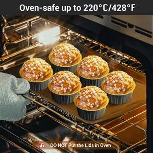 Contenedores de Aluminio Desechables de Grado Alimenticio de 125 ml, Color Negro Dorado, para Muffins y Cupcakes, Mini Moldes Redondos para Hornear con Tapa de Plástico - Product Image 3