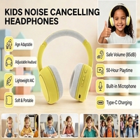 Audífonos Infantiles con Cancelación de Ruido Activa, Bluetooth, Sobre la Oreja, Edición Limitada, con Micrófono Integrado para Niños Pequeños, Clases en Línea, Viajes, Avión