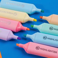 Stylo surligneur à pointe souple en plastique GF Factory Direct Sales, couleur macaron pastel, marqueur pour prise de notes, papeterie scolaire, ensemble fluorescent
