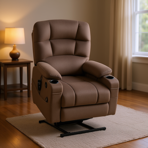 เก้าอี้ปรับเอนยกตัวด้วยมอเตอร์คู่ ขนาดใหญ่-ปกติ พร้อมระบบนวด ระบบทำความร้อน ที่วางแก้ว ช่องเสียบ USB สำหรับผู้สูงอายุ - Product Image 2