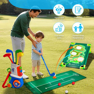 Nouvel ensemble de golf : Tapis de putting, planche de cornhole, 4 clubs, 10 balles, sac de transport – <span class=keywords><strong>Jouet</strong></span> sportif d'intérieur et d'extérieur pour enfants, idéal pour le jardin et comme cadeau d'anniversaire - Product Image 3