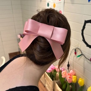 France Fashion Unisex Sweet Daily Metal Hair Accessories Silk Satin Fabric Big <b>Bow</b> Hairgrip Ribbon Spring Hair <b>Clips</b> - Product Image 2
