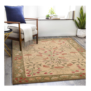 Nueva llegada de alfombras personalizadas hechas a mano de lana con mechones artesanos bordados alfombra de suelo Floral directo del proveedor de fábrica de La India - Product Image 2