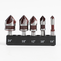 Outil de chanfreinage industriel rouge à cinq lames de 82 degrés, guide rapide, perceuse à chanfreiner pour le travail du bois, jeu de forets de centrage pour le bois