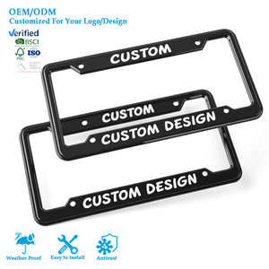 Marcos de matrícula de plástico con logo impreso personalizable, tamaño estándar de EE. UU., marco de matrícula personalizado para decoración exterior de automóviles - Product Image 1