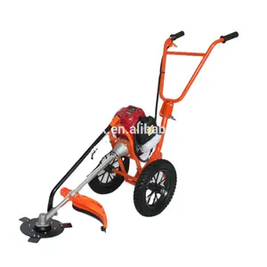 Bensin Besar Power Brush Cutter GX35 4-Stroke 36CC Bensin Tangan Tipe Mendorong dengan Roda Pemotong Rumput