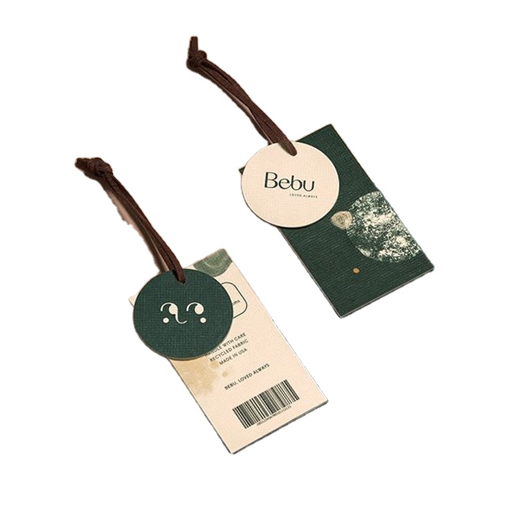 Luxury Custom Logo Green Holographic Cardboard Hang Tags Recyclable Paper for T-Shirts Jackets Shoes Clothing Socks Price Tag