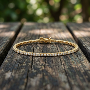 Pulsera de Diamantes de Oro Sólido de 14K para Mujer, Corte Brillante Redondo, Color G, Estilo Clásico Natural, para Uso Diario - Product Image 1