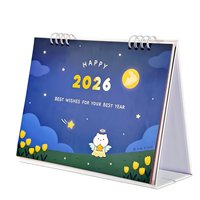 Cetak Kalender Meja Estetis Kustom Xinghe, Kalender Meja Lipat Berdiri