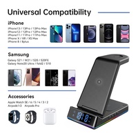 Nieuwe Multifunctionele 5 In 1 Draadloze Oplaadstandaard Met Lamp 15W Snelle Wekker Draadloze Oplader Voor Iphone 13 12 Iwatch Airpods