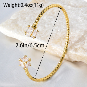 Wholesale <b>Copper</b> Crystal Zircon Charm <b>Bracelet</b> 18k Gold Plated Cuff <b>Bracelet</b> for Girl - Product Image 6