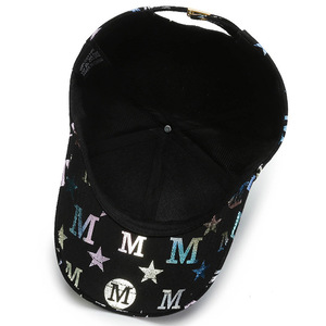 Women's Baseball Cap Spring Autumn Canvas Sun Protection Hat With M Letter And Stars Pattern Fashionable Street Style - Product Image 5