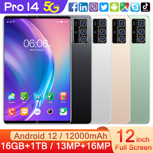Wifi máy tính bảng PC 12 inch Dual Sim Android Máy tính bảng Pro 14 mang nhãn hiệu 16GB + 1TB Giáo dục và cuộc gọi điện thoại có khả năng - Product Image 2