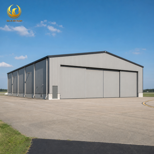 Large Span Prefabricated Galvanized Steel Structure Hangar Building Industrial Warehouse & Garage Shed Customized Sliding Door