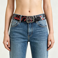 Herren-Gürtel aus PU-Leder mit Graffiti-Wolken-Print und Metall-Dornschließe für Hosen